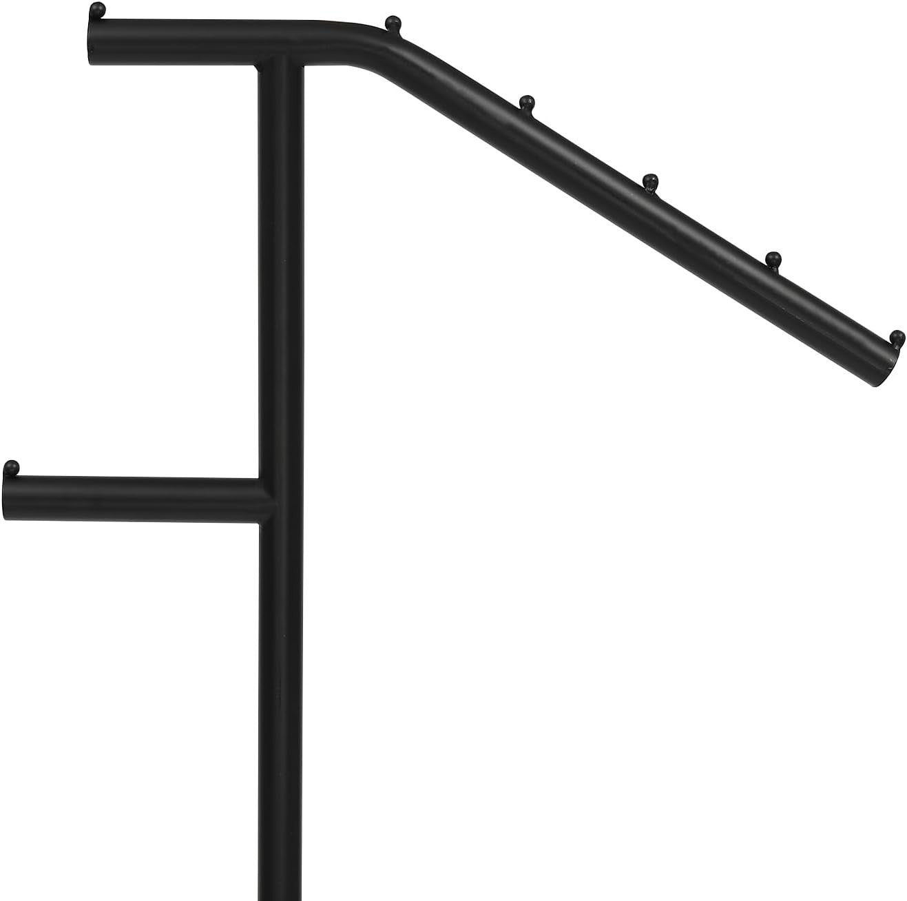 Modern Black Metal Coat Rack 1.7m Marble Base Crossbar Clothes Hanger Stand