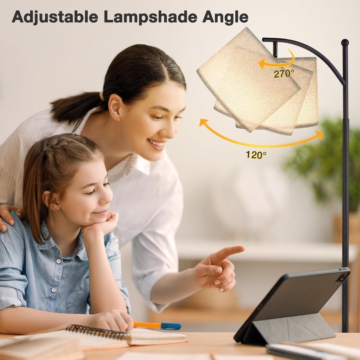 White Floor Lamp 60in Standing Lamp 3 Color Temperatures Foot Switch 9W