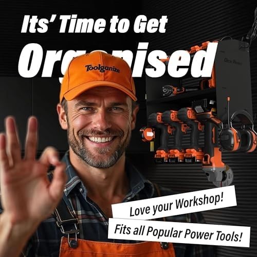 Heavy Duty Wall Mounted Power Tool Organizer Rack with 6-Slot Charging Station