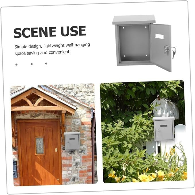 Wall Mounted Stainless Steel Mailbox Silver Retro Post Box Outdoor Waterproof
