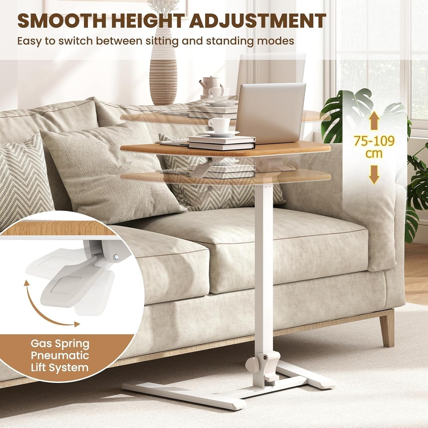 Adjustable Standing Desk Mobile Sit Stand Laptop Table Tilting Top Wheels