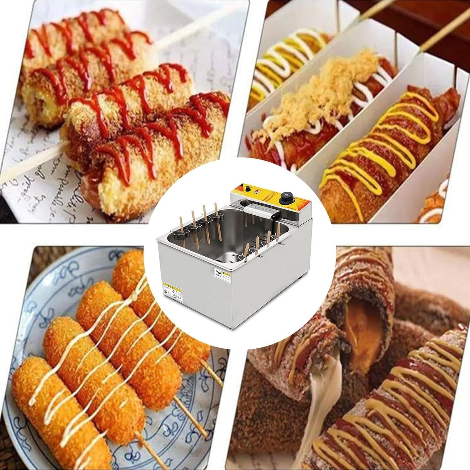 Automatic Corn Dog Fryer 12L 1900W Electric 8 Hook Commercial