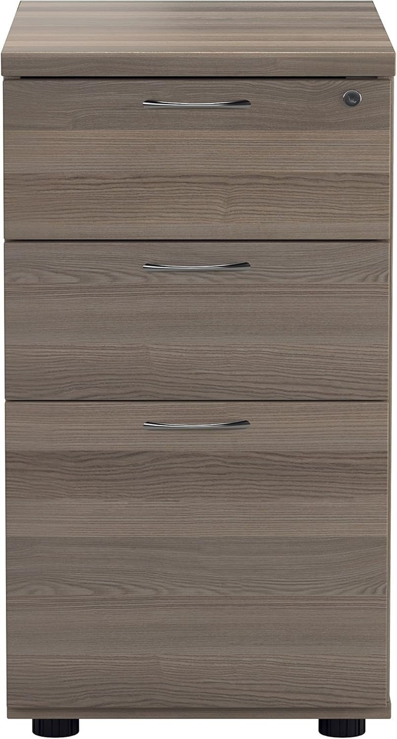 Grey Oak 3 Drawer Lockable Filing Cabinet 40.4x60x73cm