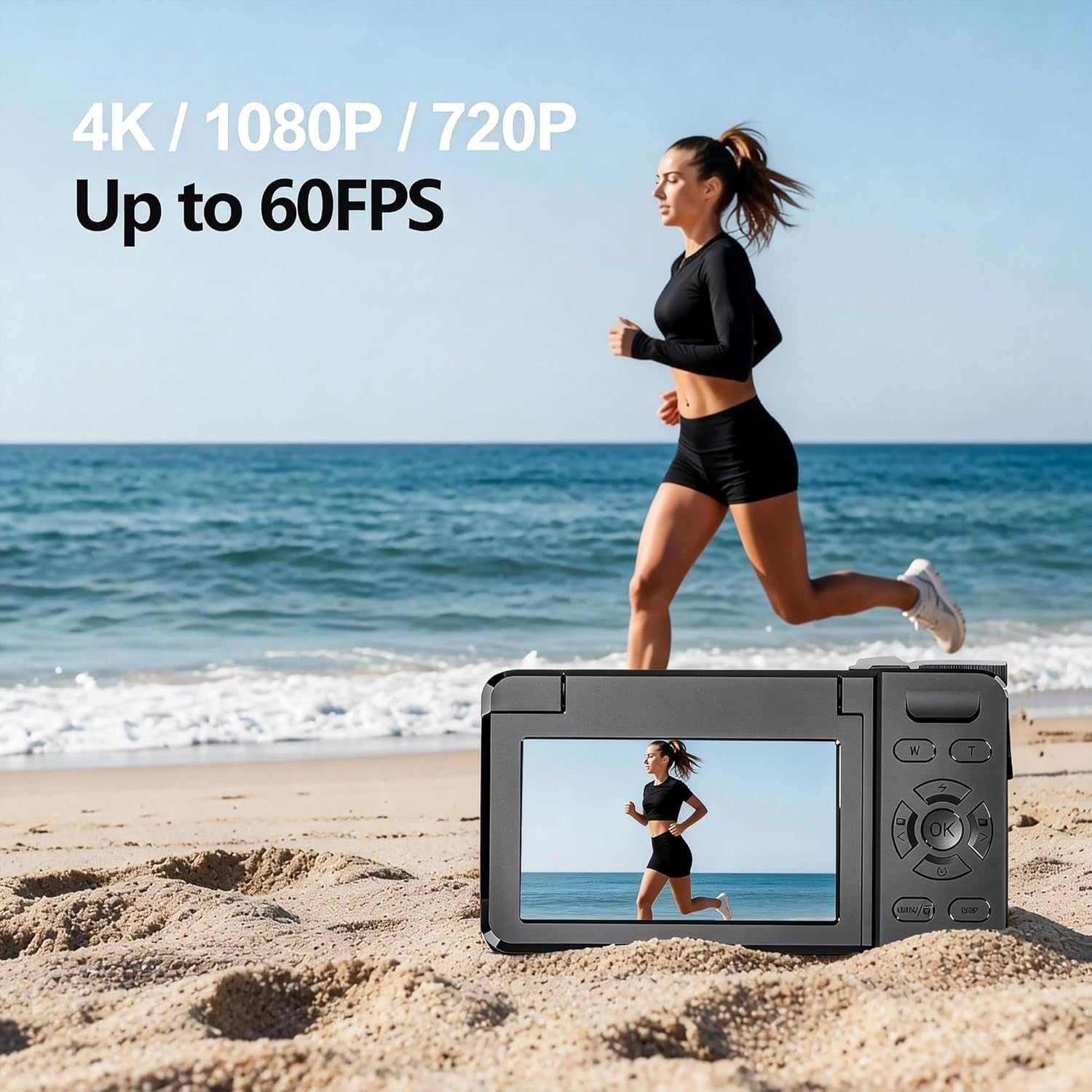 4K 64MP Digital Camera Flip Screen Autofocus Vlogging Camera 32GB Kit