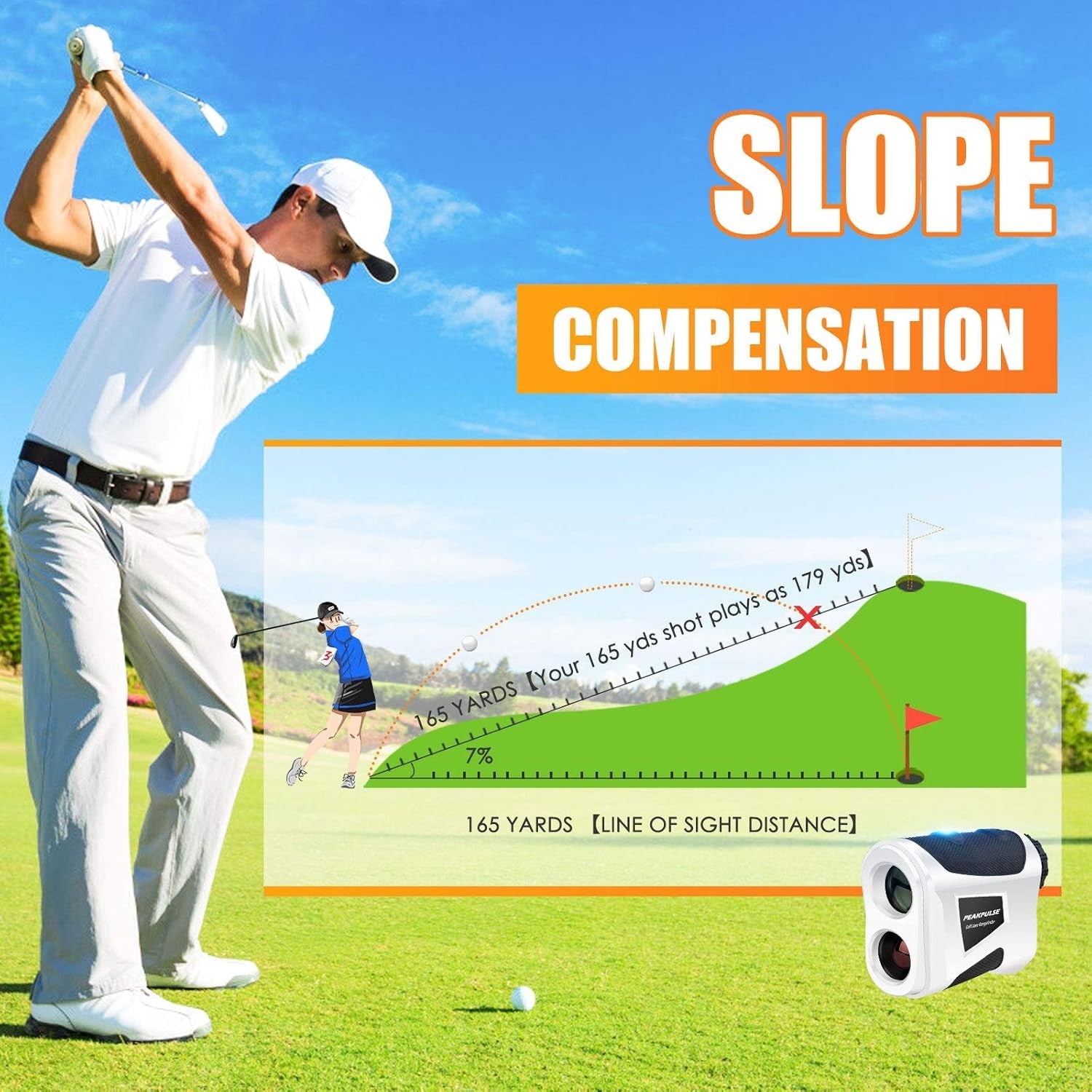 Golf Laser Rangefinder 600 Yards Slope Flag Lock Vibration 6X Zoom
