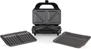 3-in-1 Deep Fill Sandwich & Waffle Maker 900W Non-Stick Plates