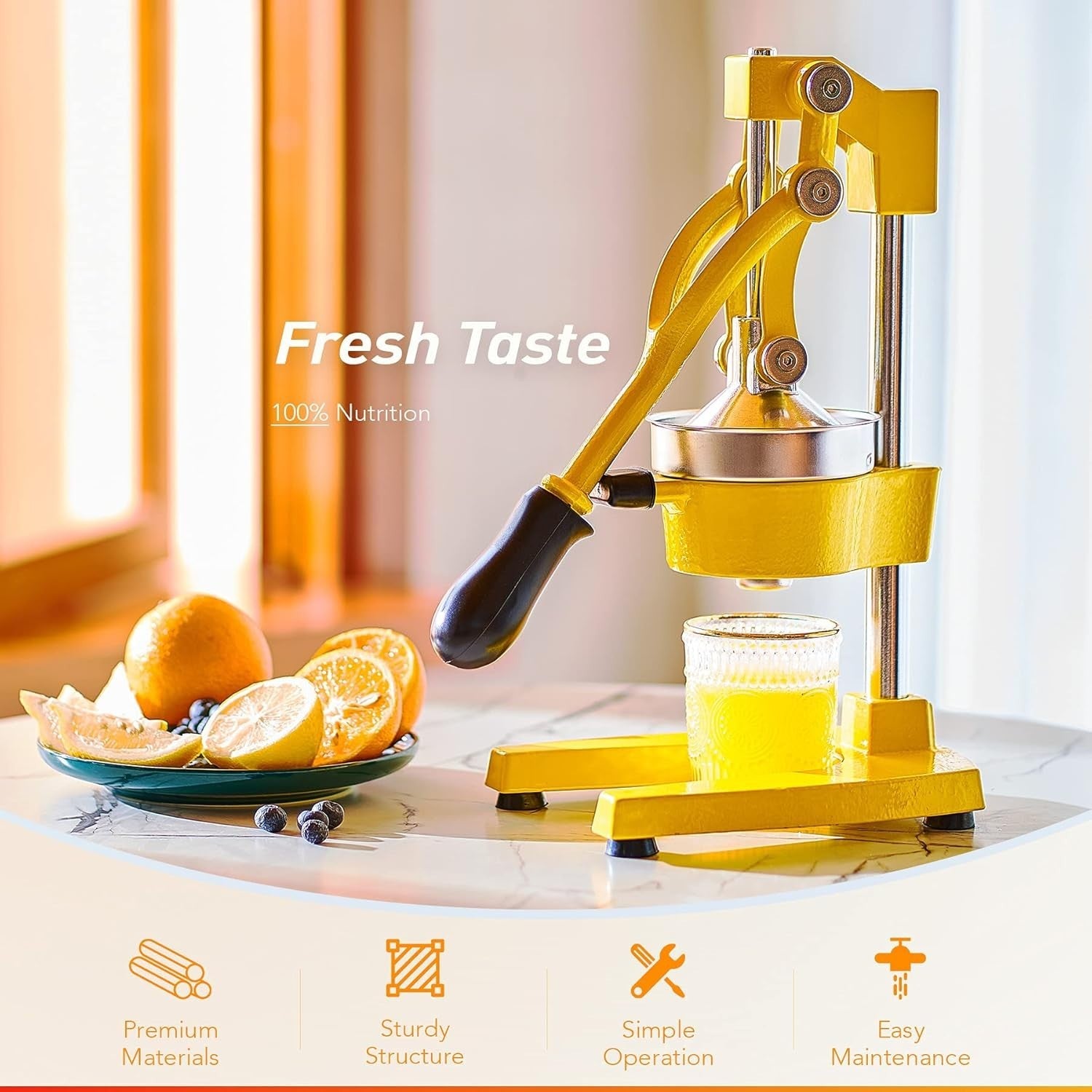 Commercial Manual Citrus Juicer Heavy Duty Hand Press Orange Lemon