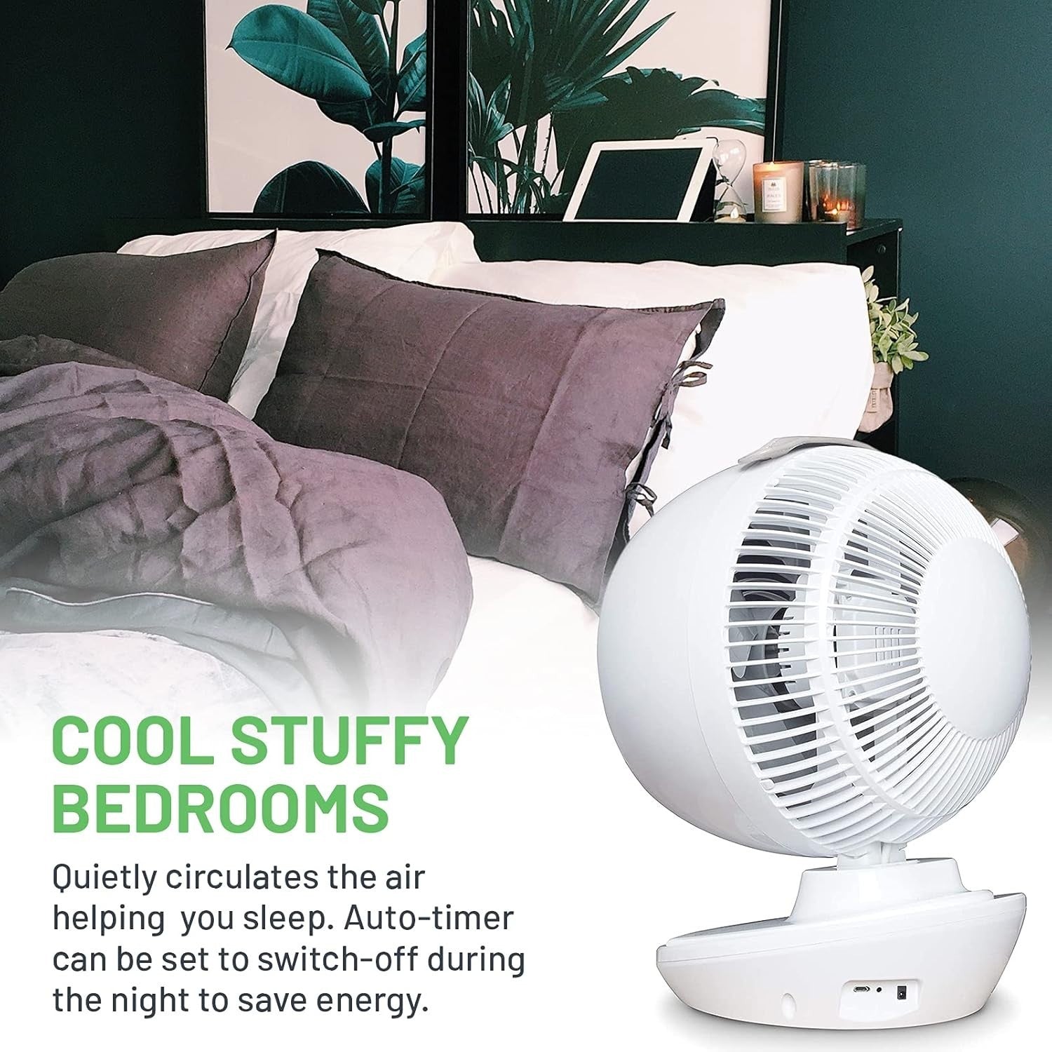 Silent 12-Speed Air Circulator Fan Remote Control Oscillating Desk Cooling White