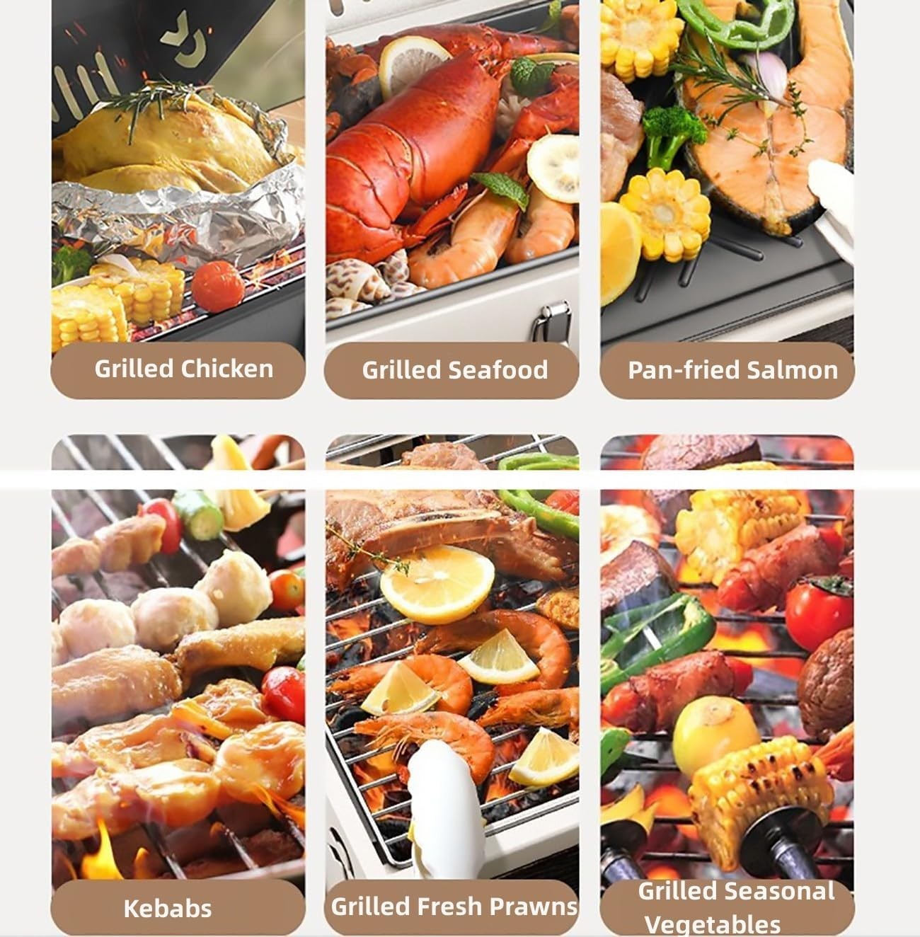 Portable Stainless Steel Charcoal BBQ Grill Foldable Double-Sided