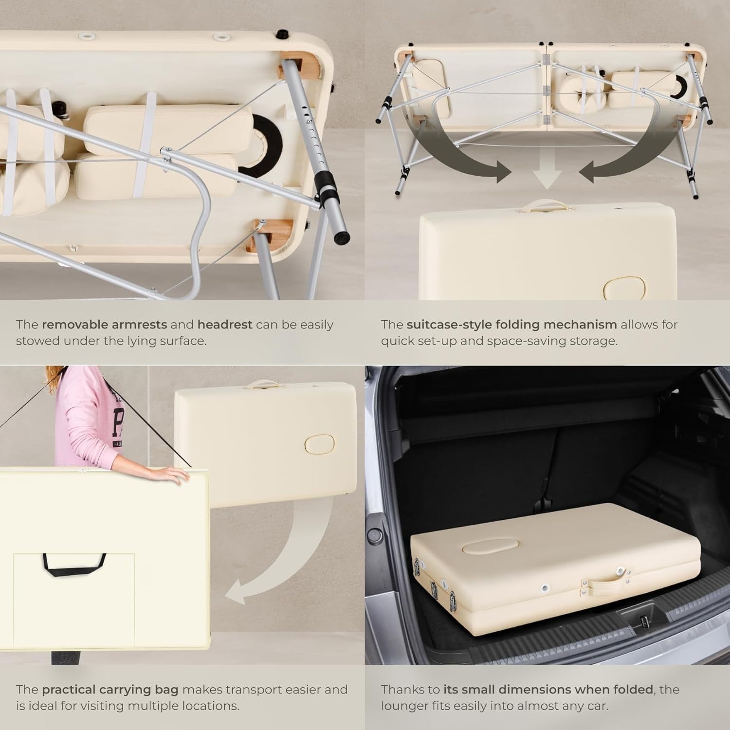 Portable Massage Table Foldable Height Adjustable Aluminium Beauty Bed + Bag