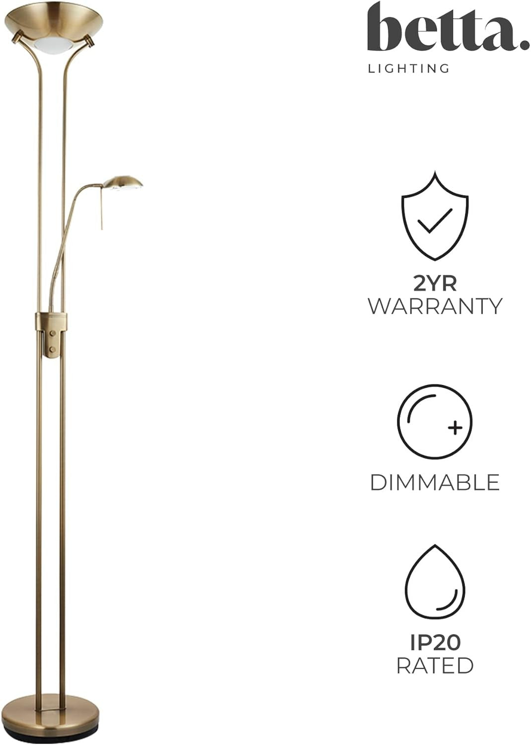 Mother Child Floor Lamp Antique Brass Uplighter Reading Light