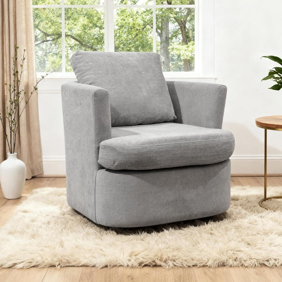 Swivel Tub Chair Accent Armchair with Pillow Grey