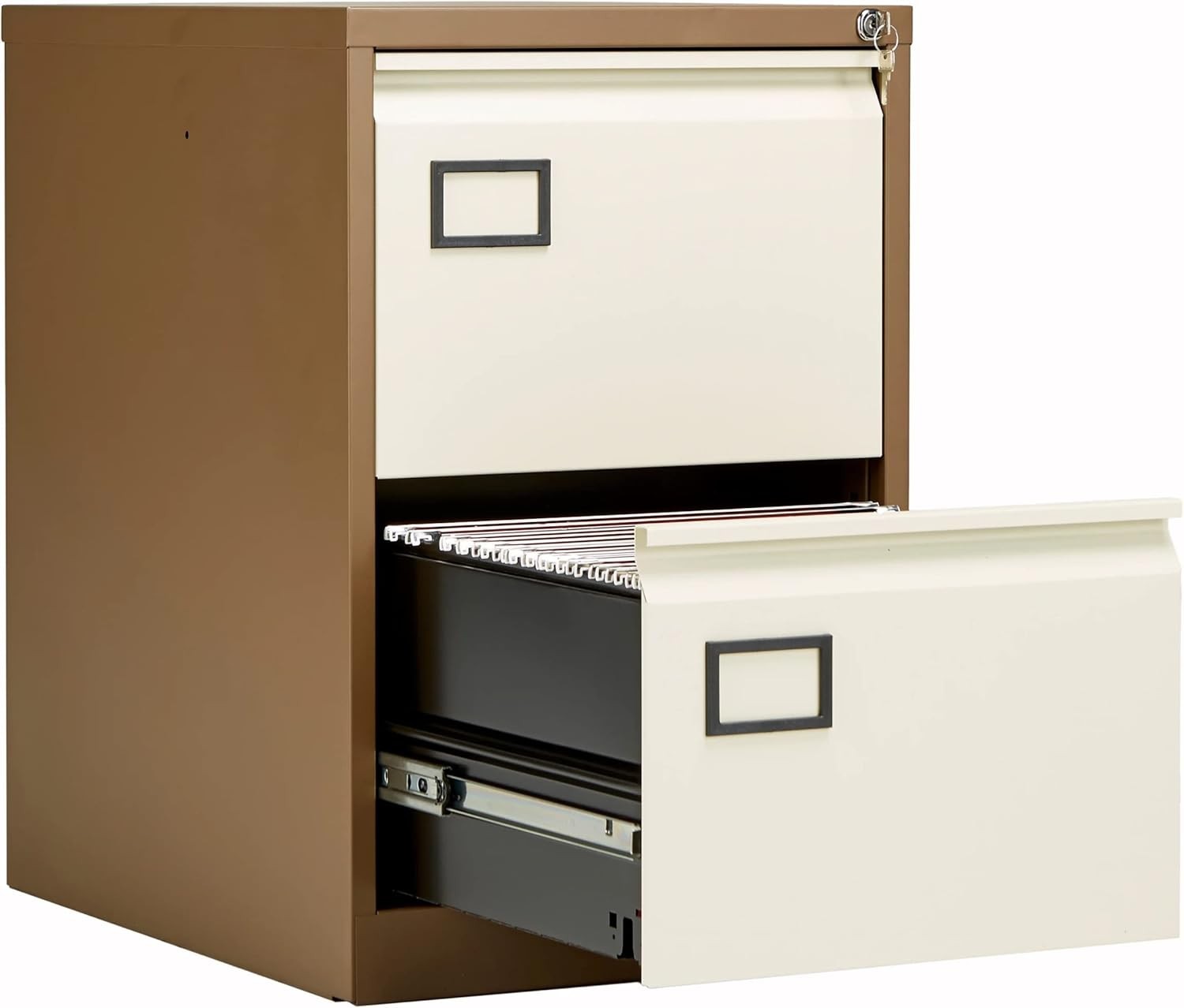 White 2 Drawer Steel Filing Cabinet Lockable Under Desk A4 Foolscap