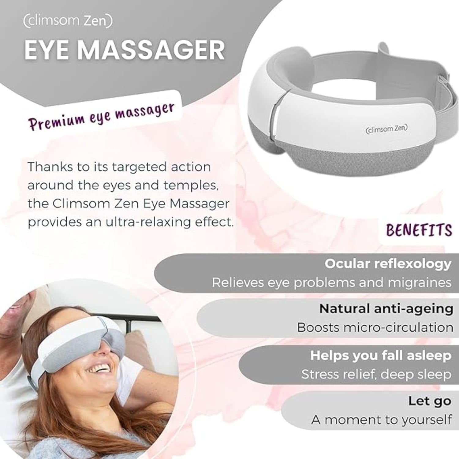 Heated Eye Massager Air Pressure Vibration Sleep Fatigue Relief