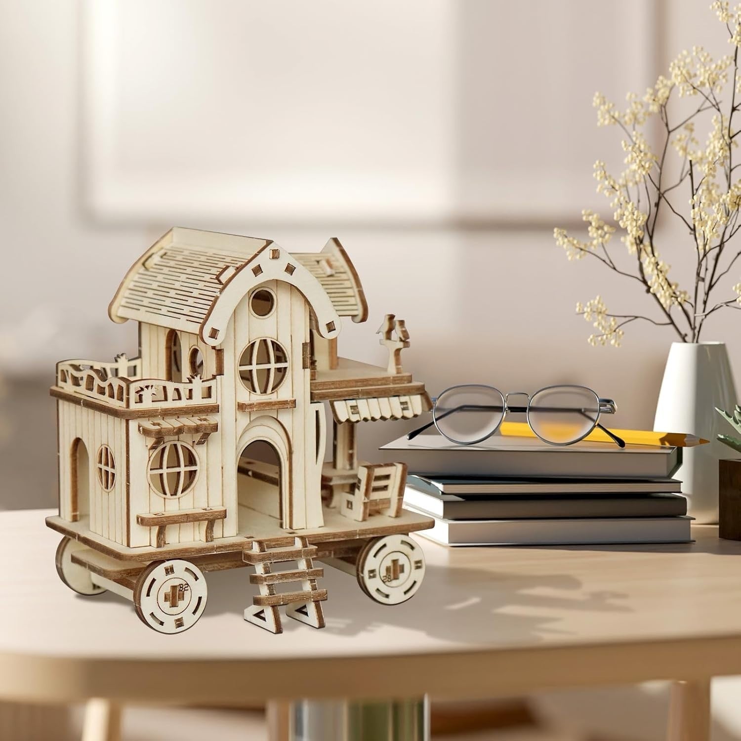 3D Wooden Puzzle House Kit Adult DIY Model Home Décor Gift Set