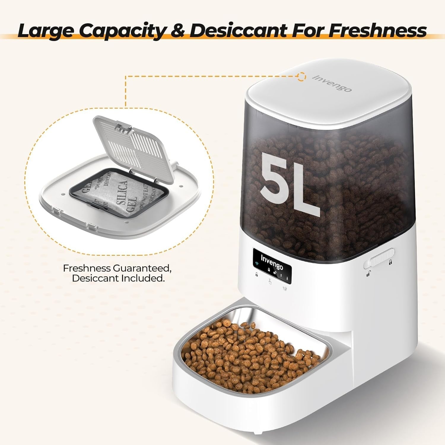 5L WiFi Automatic Cat Feeder Smart App Control Timed Food Dispenser