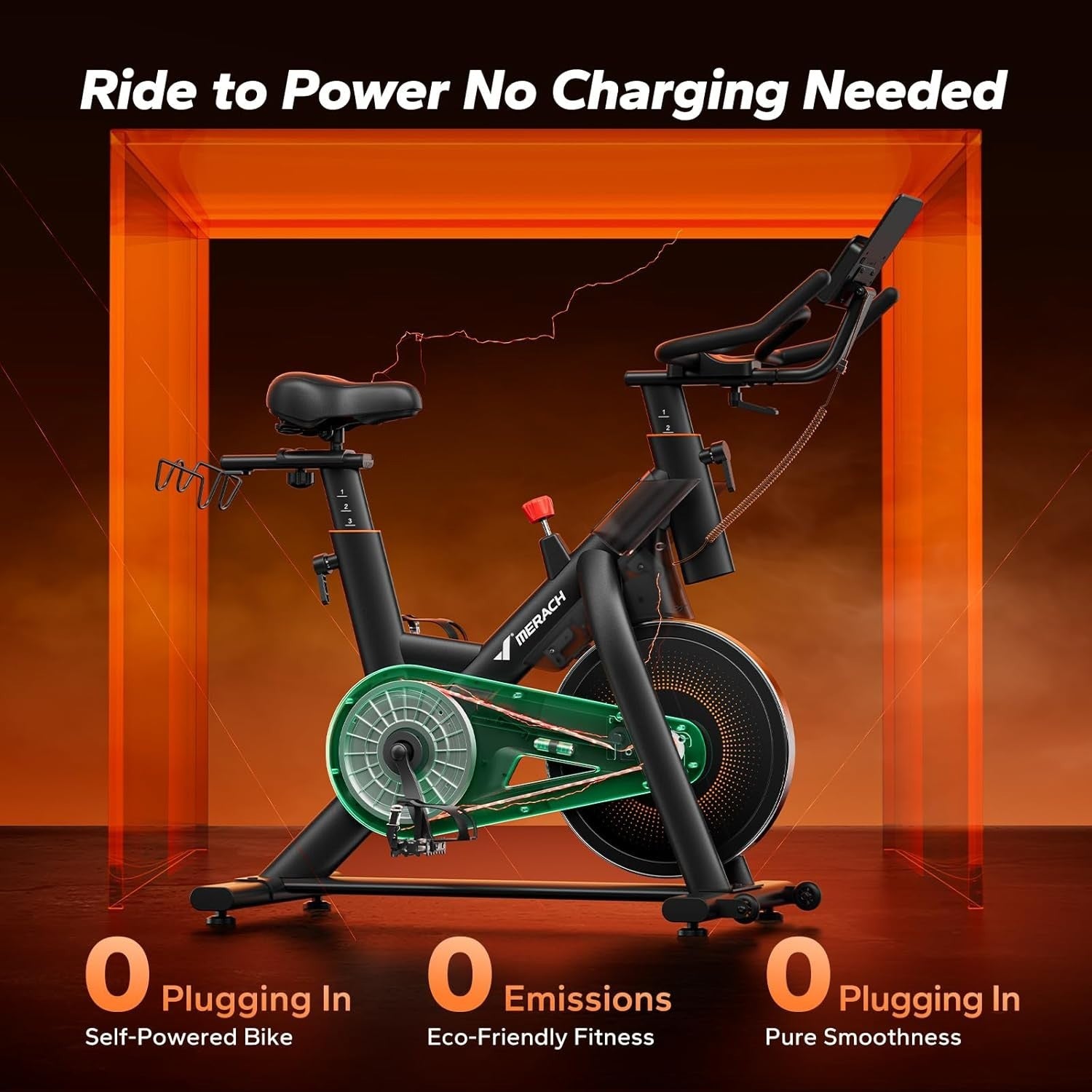 Self-Powered Magnetic Spin Bike w/ 40lb Flywheel, APP Sync, Auto Resistance