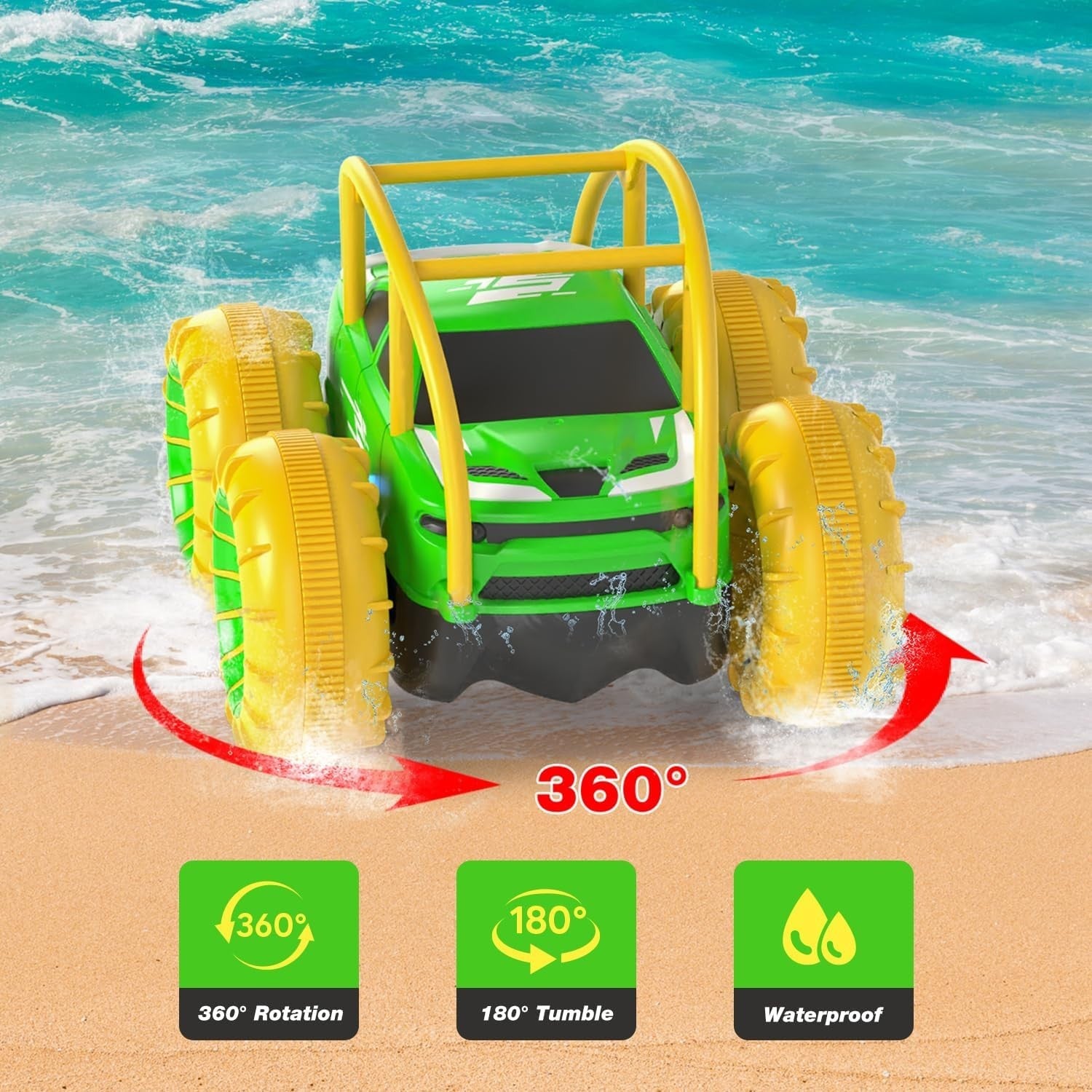 4WD RC Stunt Car, 360° Flip Waterproof Remote Control Monster Truck Toy