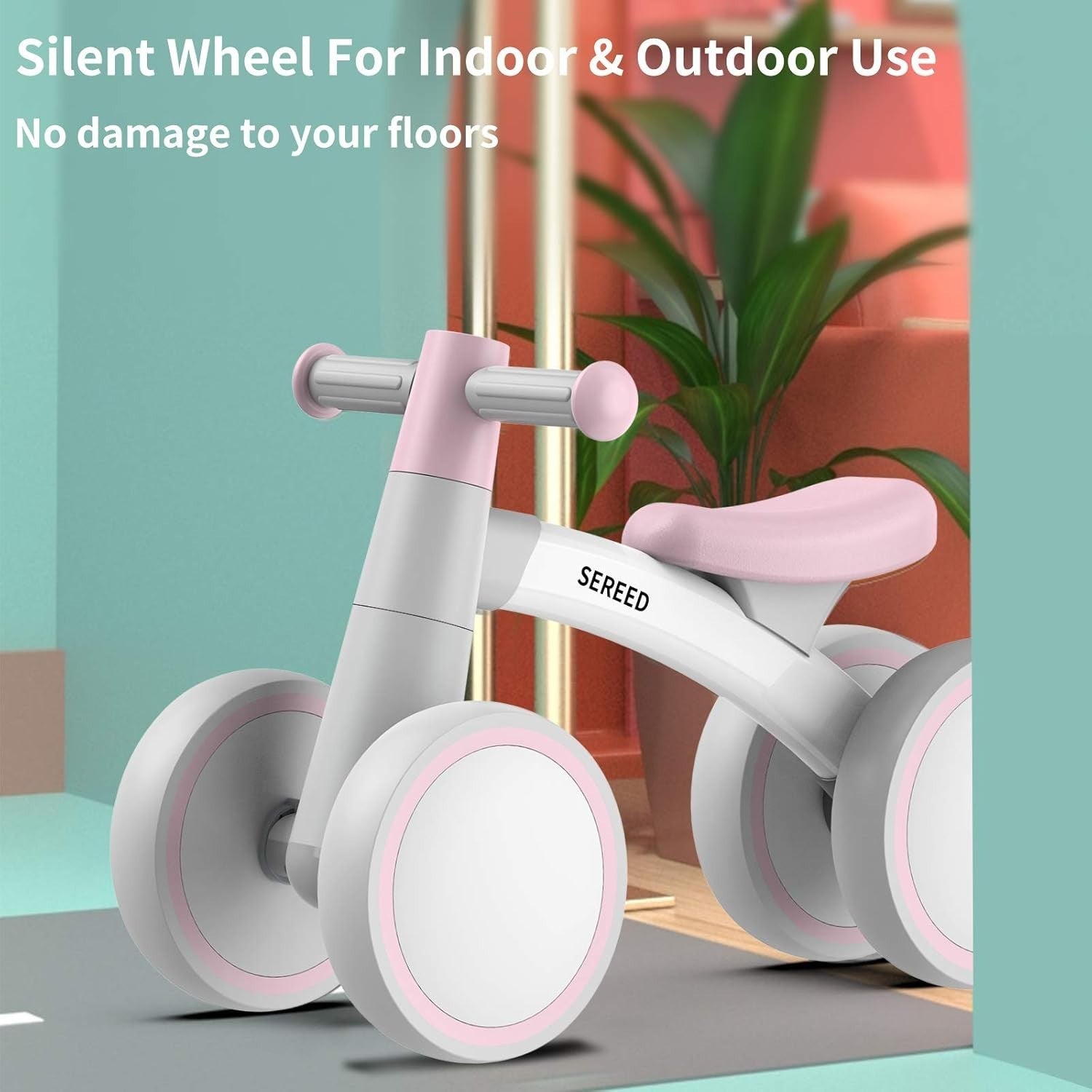Baby Balance Bike 4 Wheel Toddler First Ride On Toy 12-24 Months Pink