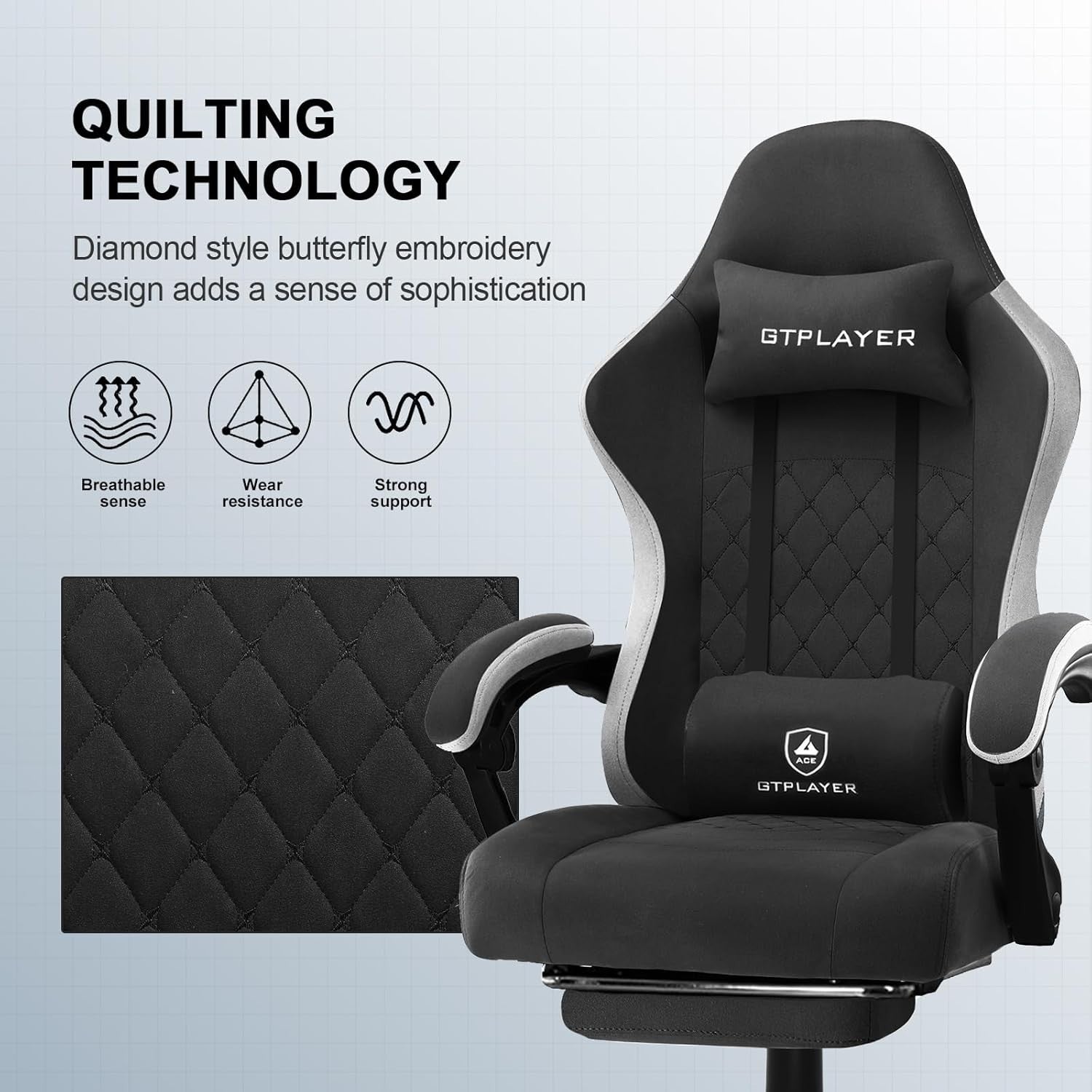 Gaming Chair PC Racing Seat Suede Fabric Tall Adult Recliner Office Desk Swivel