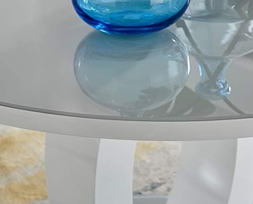 Round High Gloss Glass Dining Table Modern Grey White 100cm Space Saving Table