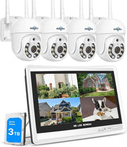 5MP PTZ Wireless Security Camera System 4 Cam 3TB NVR Monitor Kit