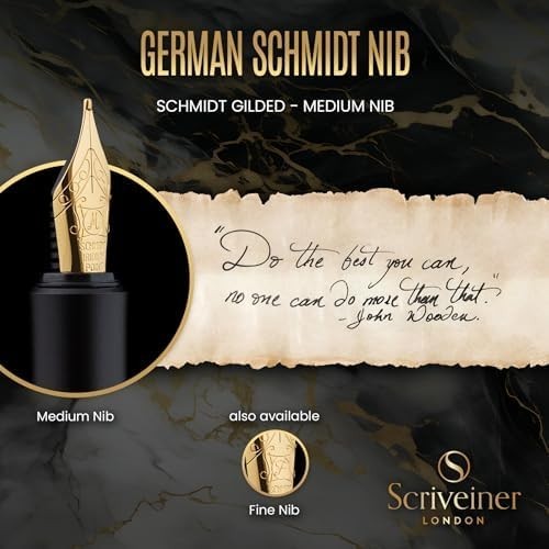 Luxury Black Gold Fountain Pen Medium Nib Gift Box