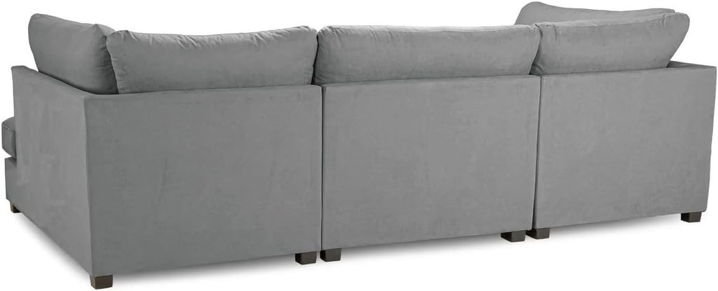 4PC U Shape Sofa with Footstool – Light Grey  Sectional – 5/6 Seater Modular.