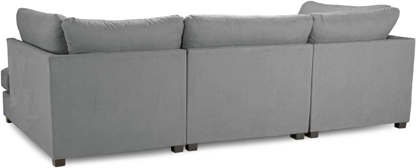 4PC U Shape Sofa with Footstool – Light Grey  Sectional – 5/6 Seater Modular.