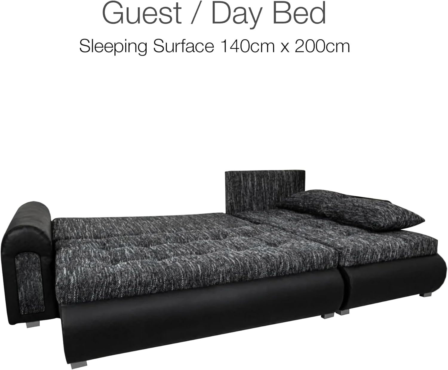 Convertible L-Shape Sofa Bed with Storage – Plush Velvet Charcoal Sleeper