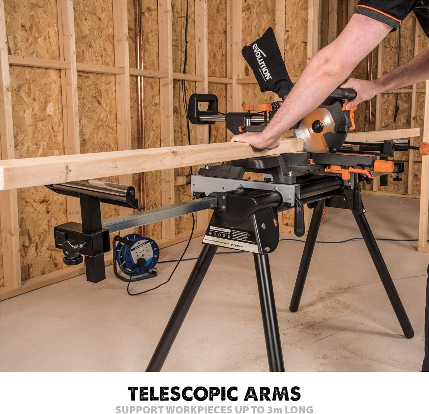 EVOMS1 Mitre Saw Stand Folding Universal Fit Extendable Arms 150kg Support