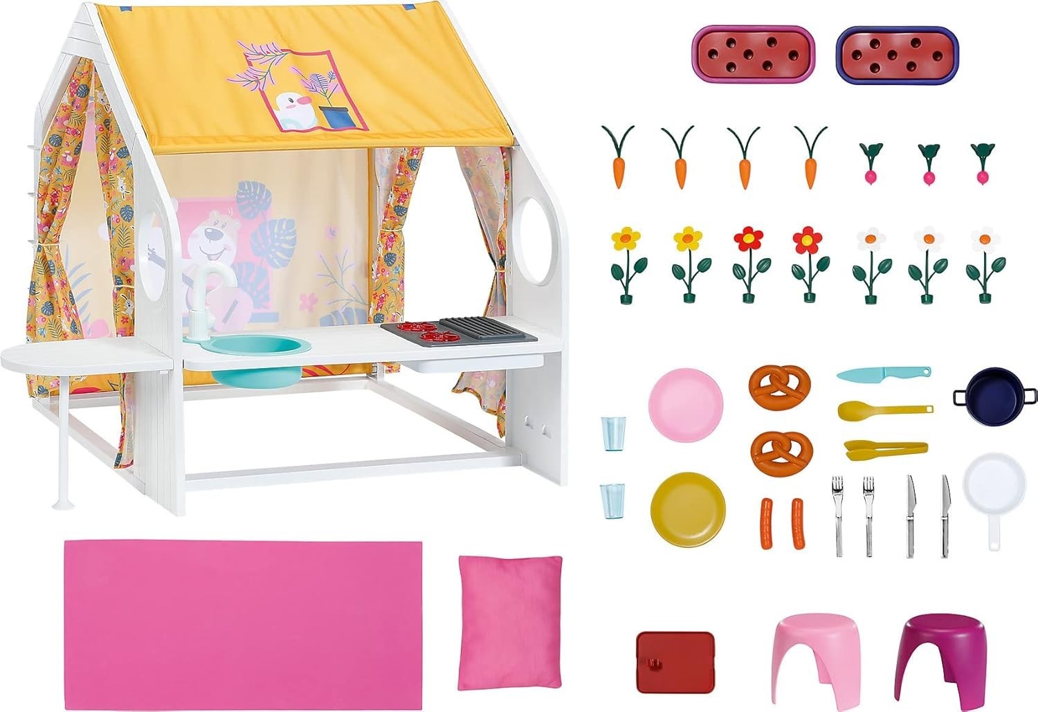 Kids Doll Playhouse Weekend House w Lights Sound Roof Accessories