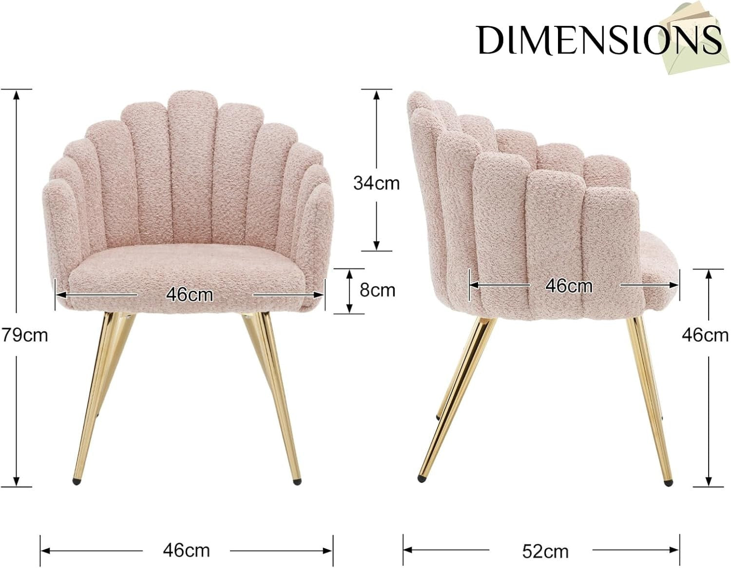 Pink Fabric Accent Armchair with Gold Legs – Modern Finger-Back Lounge Chair