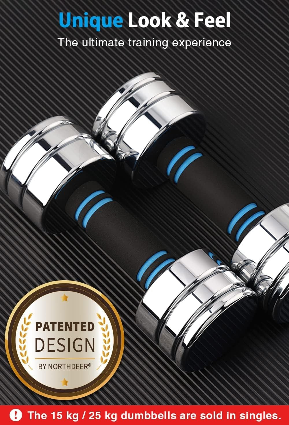 Ultra Compact Steel Adjustable Dumbbells Pair 2.5–25kg Foam Grip