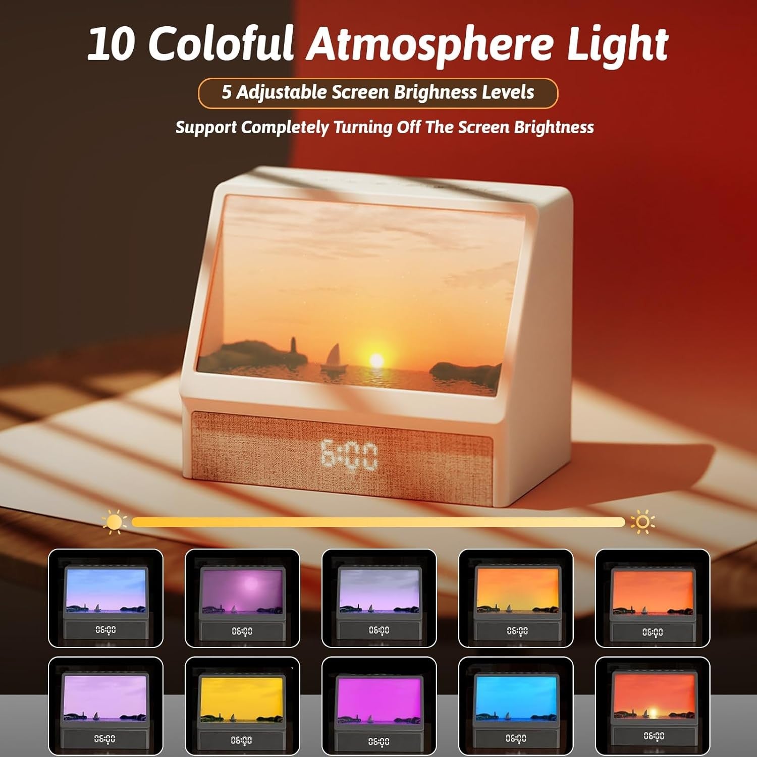 Sunrise Alarm Clock Wake Up Light Natural Sounds Bedside Night Lamp