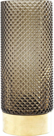Dark Green Glass Vase Tall Round Textured Modern Table Decor Luxury 25cm