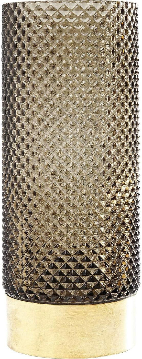 Dark Green Glass Vase Tall Round Textured Modern Table Decor Luxury 25cm