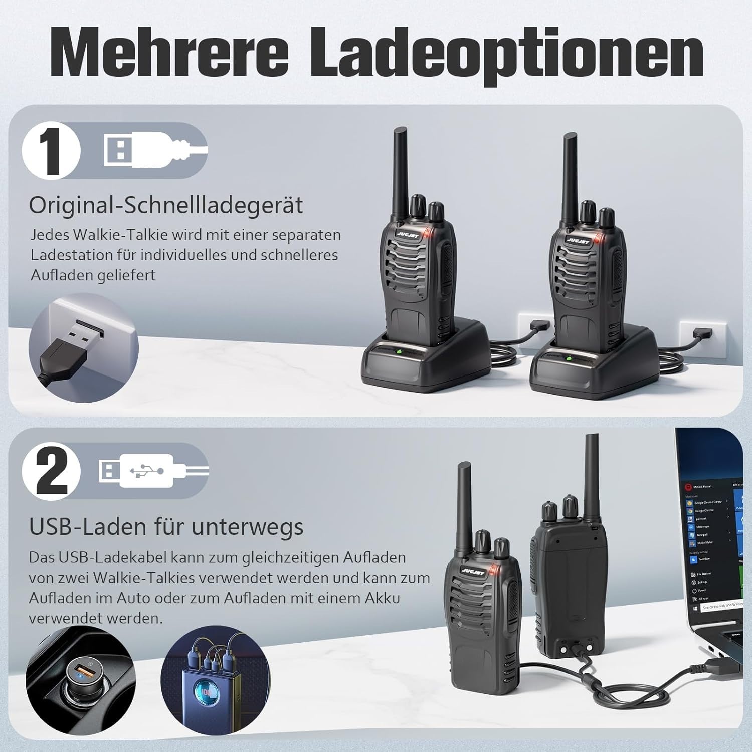 Long Range Walkie Talkies 4 Pack Rechargeable 16CH VOX 2 Way Radios