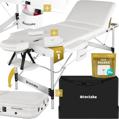 Portable 3 Zone Massage Table Foldable Aluminium Spa Beauty Bed 78cm White