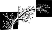 Black & White 3-Panel Leaves Canvas Wall Art 30x30cm Modern Decor