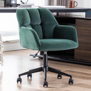 Green Velvet Office Chair Swivel Desk Chair Padded Seat Solid Back Home Study