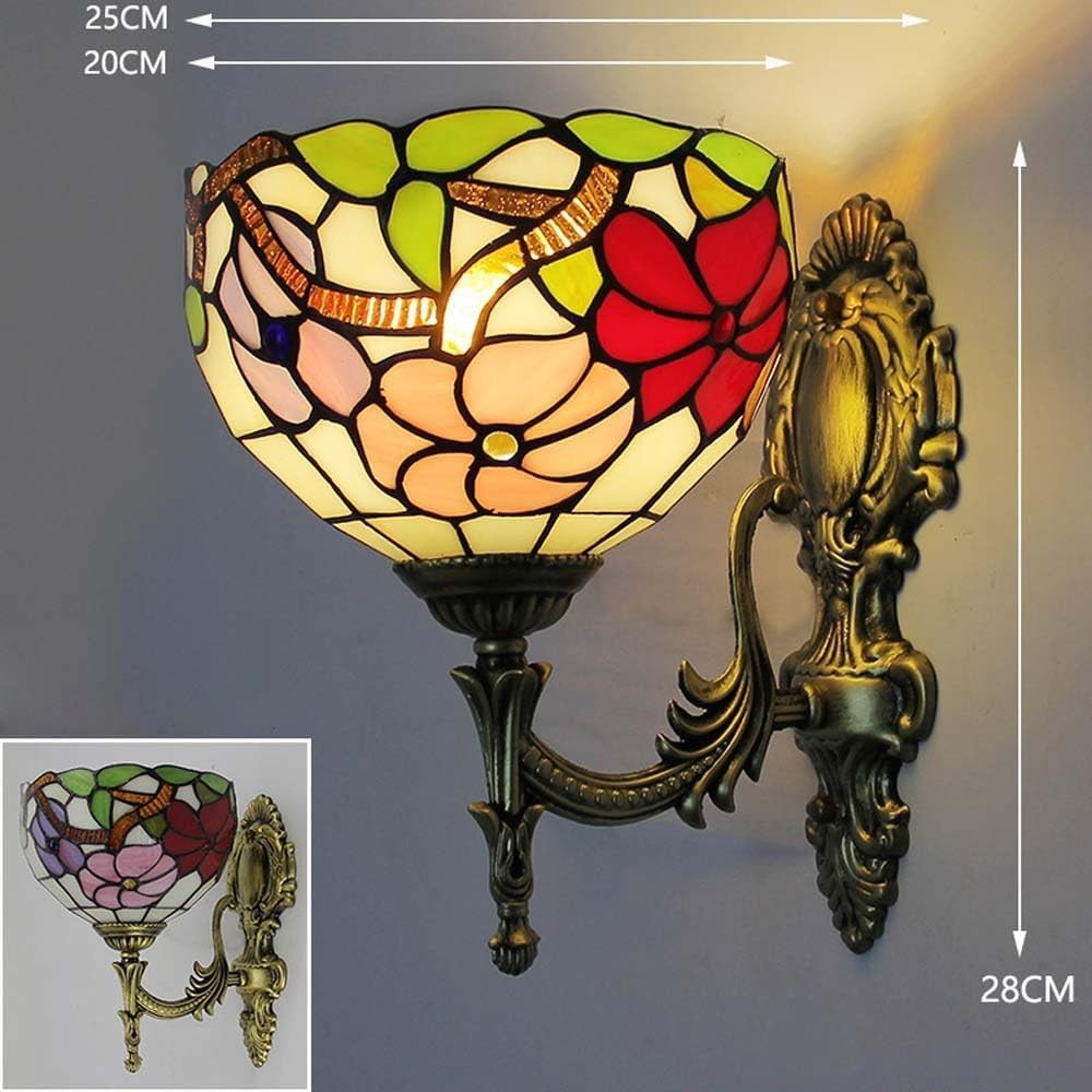 Stained Glass Wall Lamp Vintage Indoor Light Fixture – 28cm Art Deco