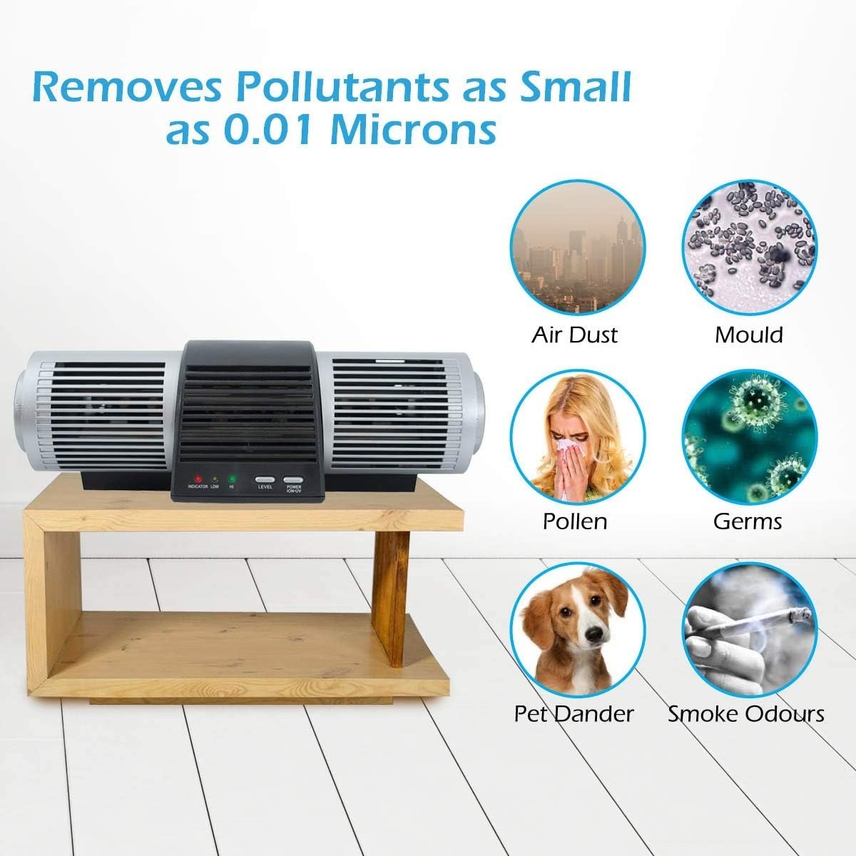 UV Ionic Air Purifier Ioniser Fan 60M Ions Mold Germ Virus