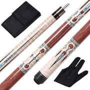 2 Piece Maple Pool Cue 58in 13mm Leather Tip 19–20oz Gift Set