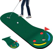 Golf Putting Green Mat Indoor Outdoor Training Set 3 Holes Flag Practice