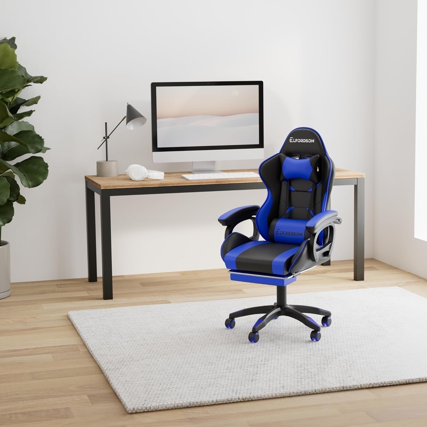 Ergonomic Gaming Chair Recliner Office Swivel Faux Leather Lumbar Massage 150°