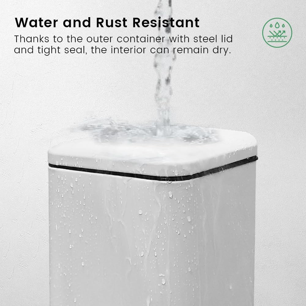 30L Kitchen Pedal Bin Soft Close Square White Stainless Steel