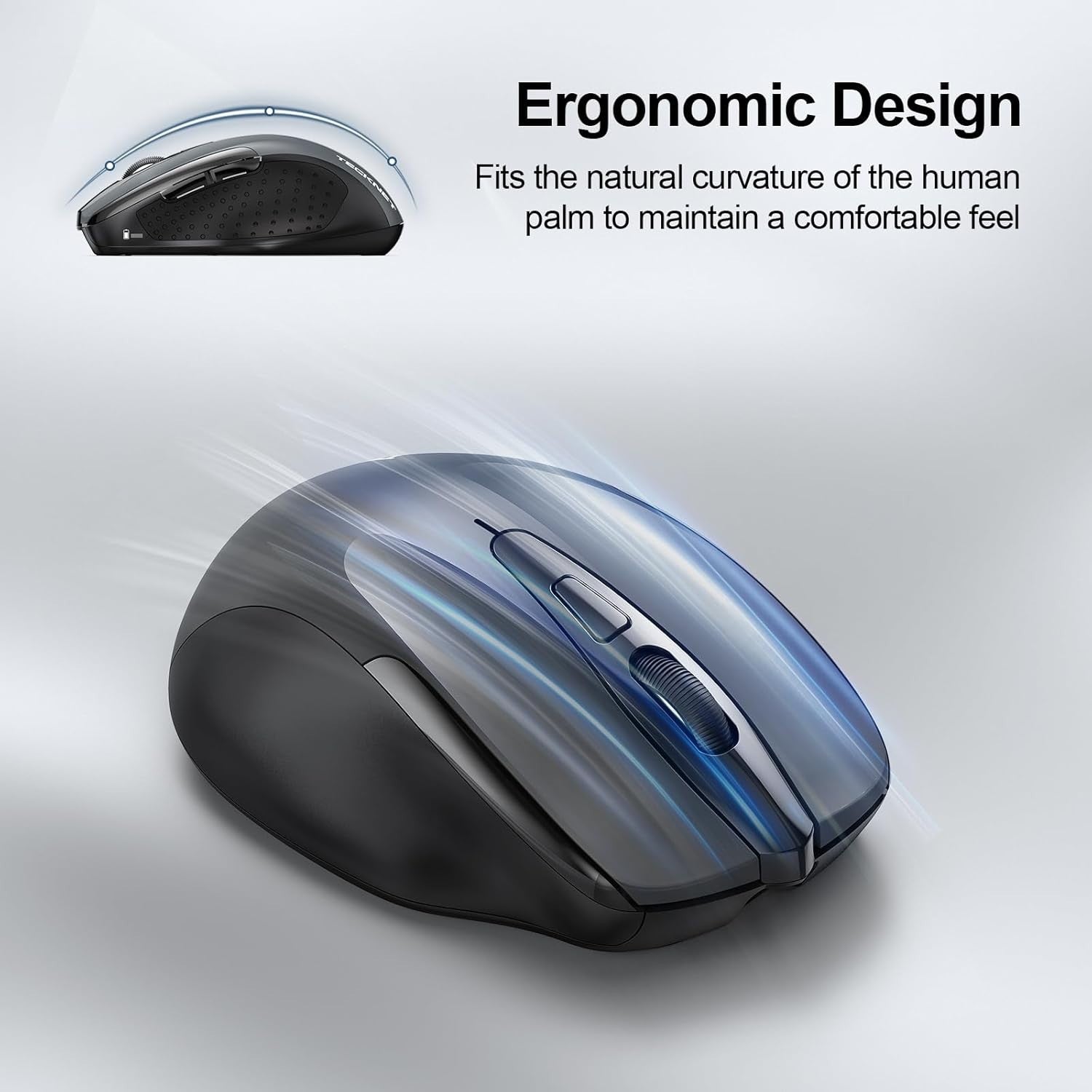 Rechargeable Wireless Mouse 4800DPI Silent Click Ergonomic USB Laptop PC