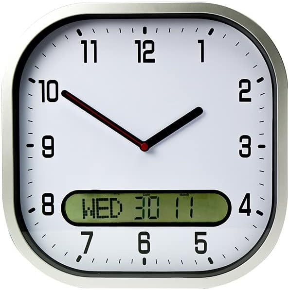 Large Day Date Wall Clock LCD Display Easy Read Calendar Clock for Seniors