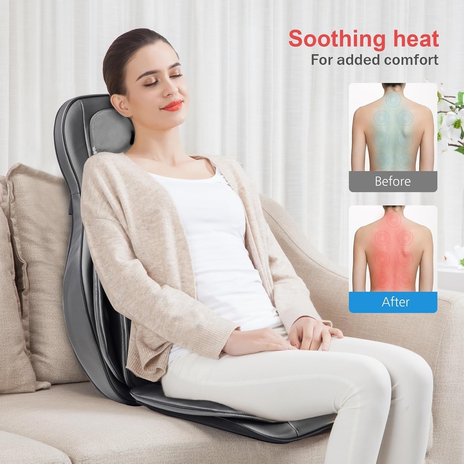 Full Body Heated Shiatsu Massage Chair Pad with Vibration & Compression